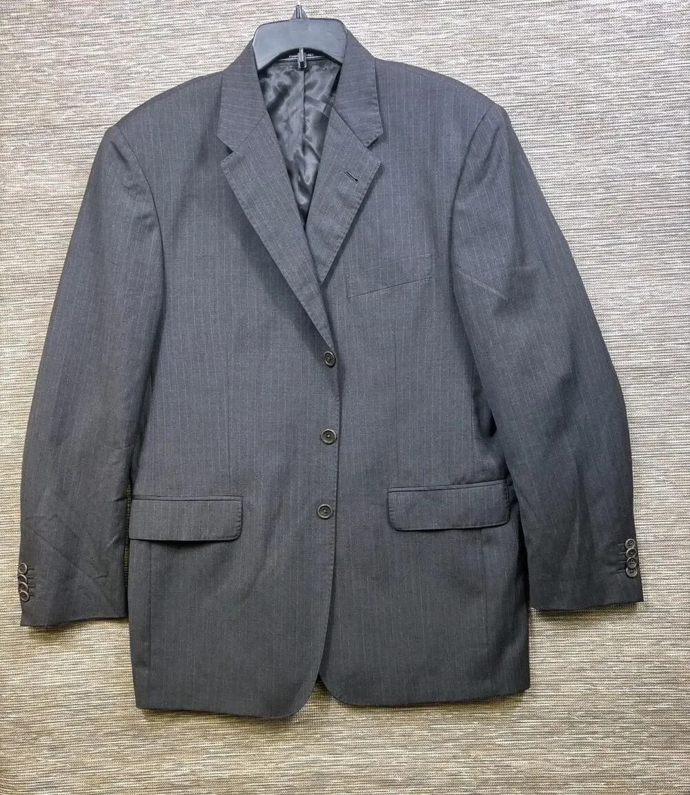 Dei Davico Blazer Mens Size 42R Gray Pinstripe Wool Suit Jacket Made In Italy